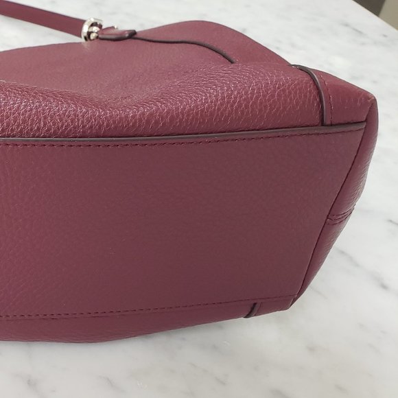 Kate Spade NY Medium Jackson Pebble Leather Cherrywood Red 3 Compartment Satchel - Picture 6 of 16